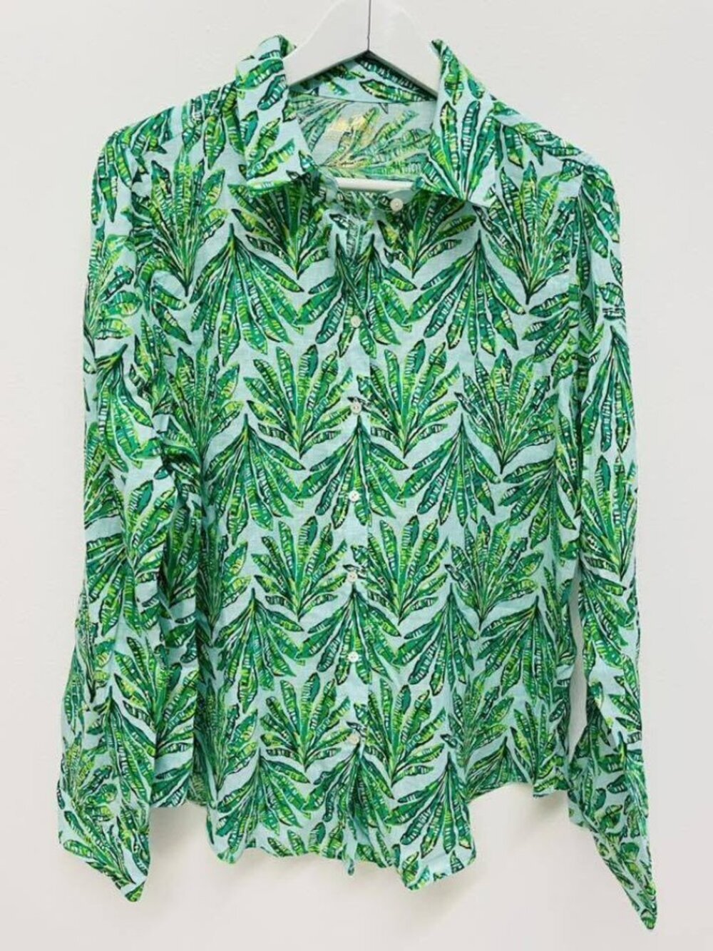 NEW LILLY PULITZER sea view button down shirt in kitts green shady babe